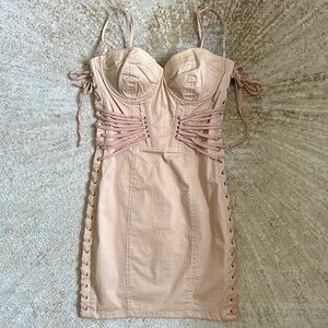 Blush Lace-Up and Hook and Eye Corset Dress